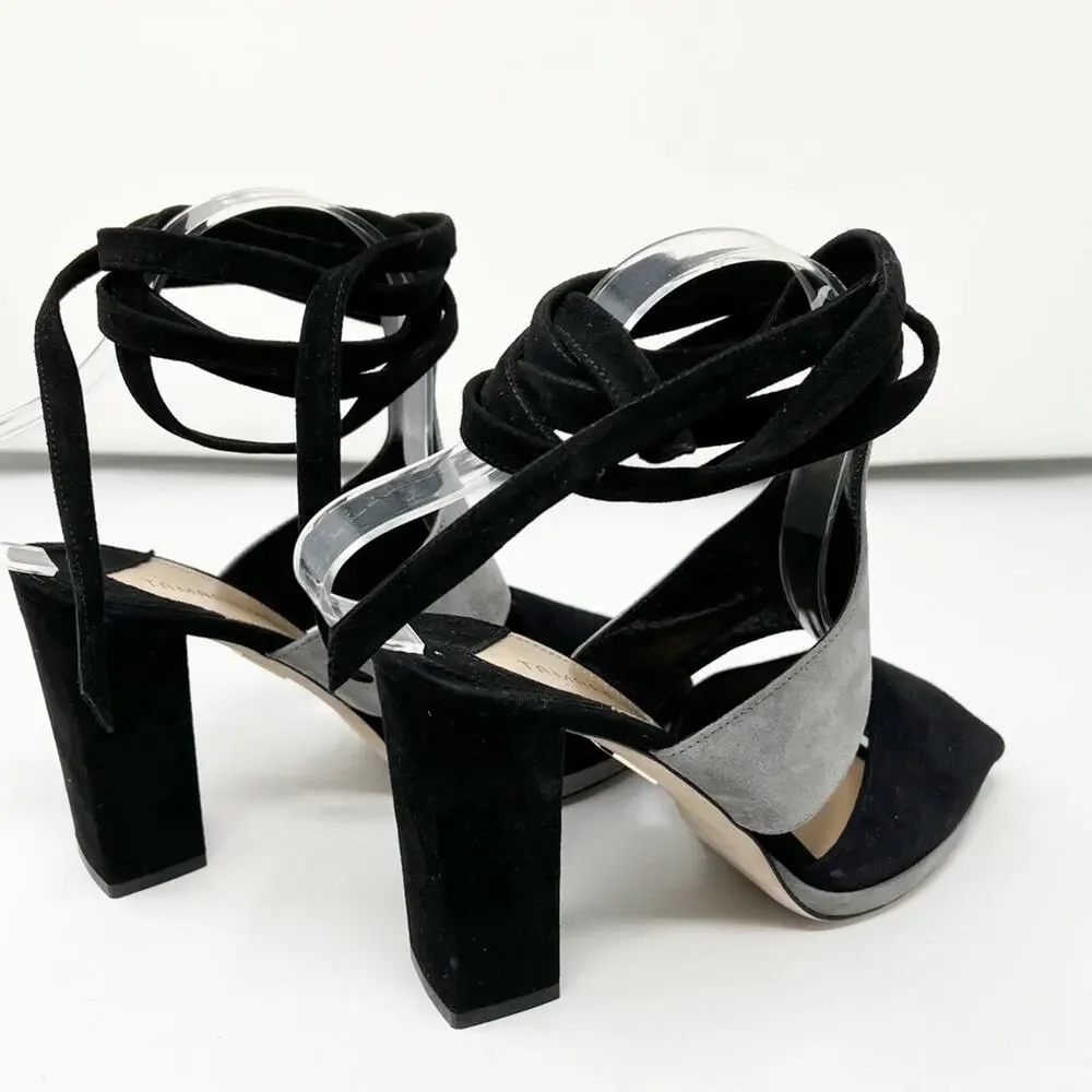 Tamara Mellon Tied Up Peep Toe Block Heels Size 38